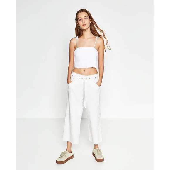 Zara Trf Emma Drawstring Denim Culottes - Picture 2 of 14